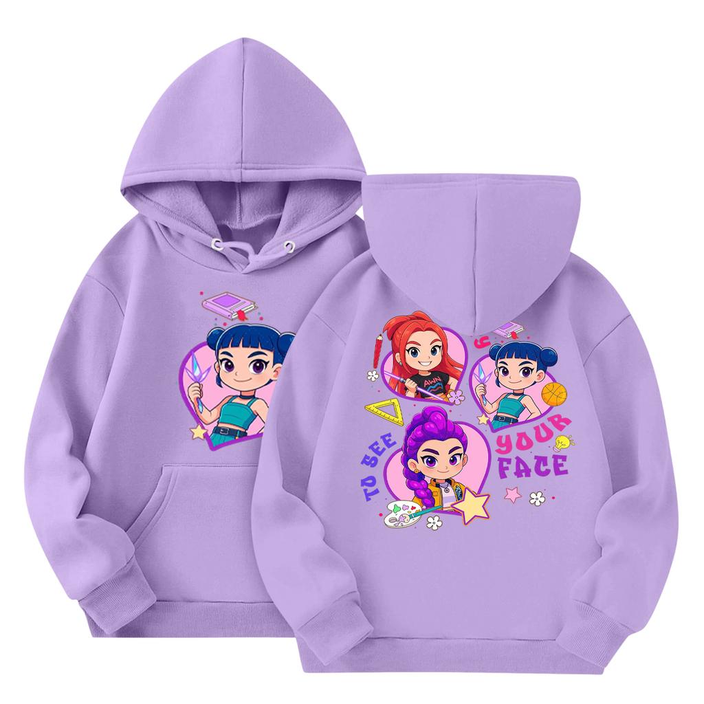Child Fashion Lightweight Long Sleeve Pullover With Pockets  Print Hoodie