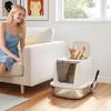 Large Stainless Steel Litter Box, Enclosed Metal Cat Litter Tray with Scoop, Deodoriser Bag, Front-Entry and Top-Exit