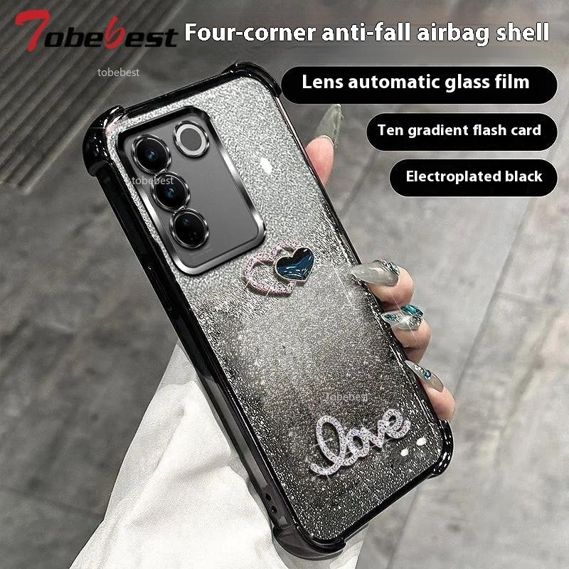 3D Love Shockproof Glitter Plating Case for Samsung Galaxy S25 EDGE S24 S23 S22 S21 S20 Note 20 10 Ultra Plus FE 5G Back Cover