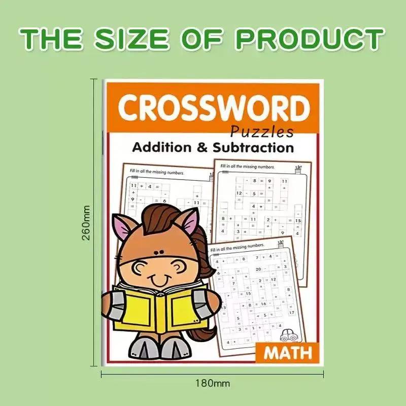 32 Pages Math Crossword Puzzles Workbook | Addition and Subtraction Practice for Kids | Essential Arithmetic Learning