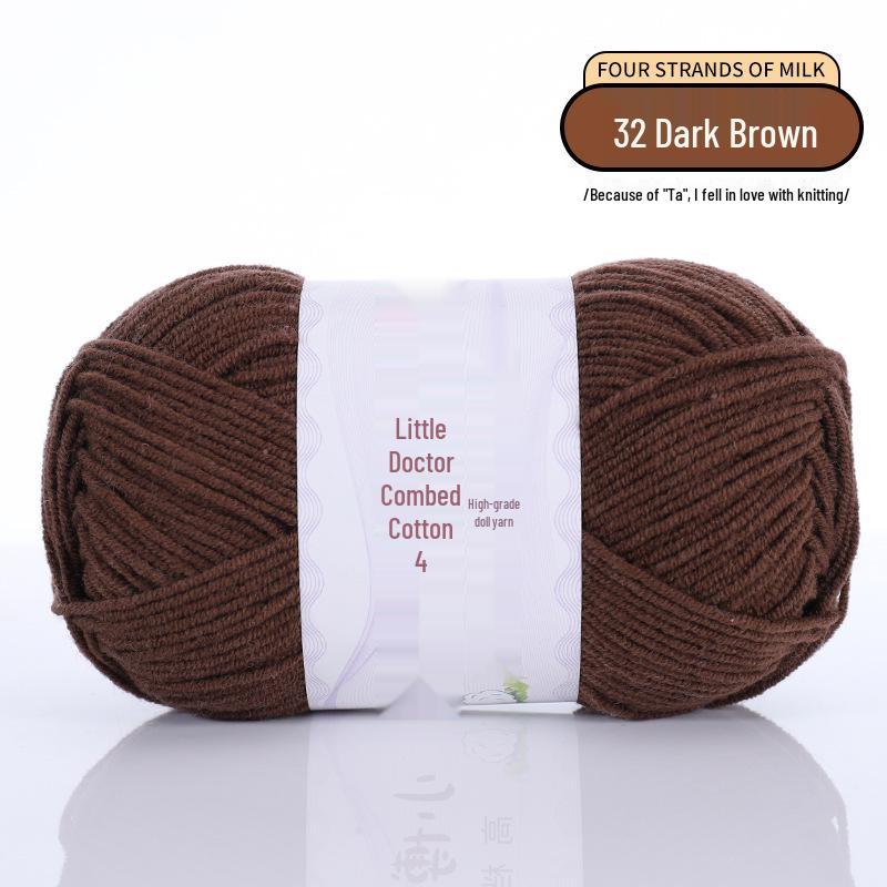 40g 4-Ply Combed Milk Cotton Yarn - Little Doctor, Medium-Thick for DIY Knitting Projects: Dolls, Cushions, Blankets