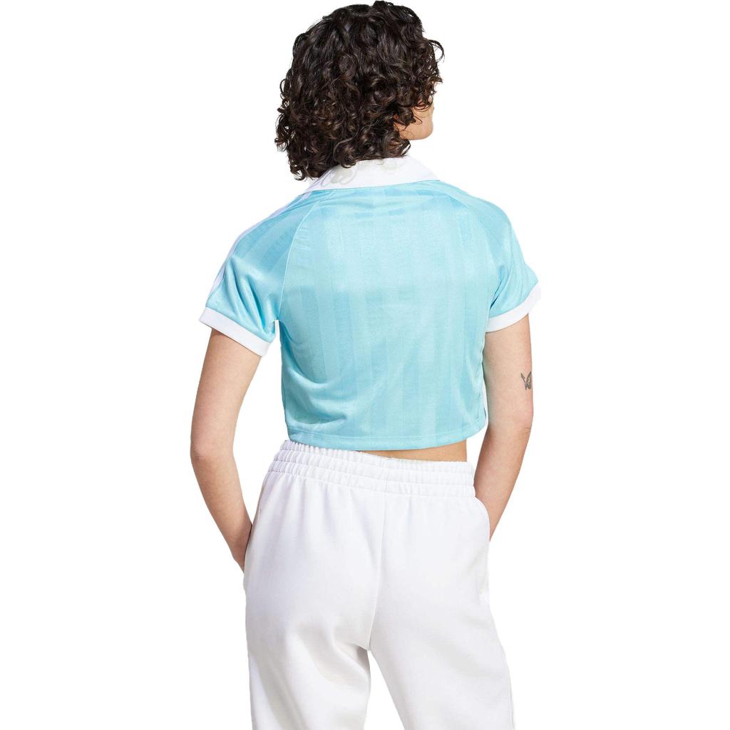 adidas Maglietta a Maniche Corte Casual con Stampa Logo Trifoglio Originals da Donna Top Azzurro Chiaro IR9779