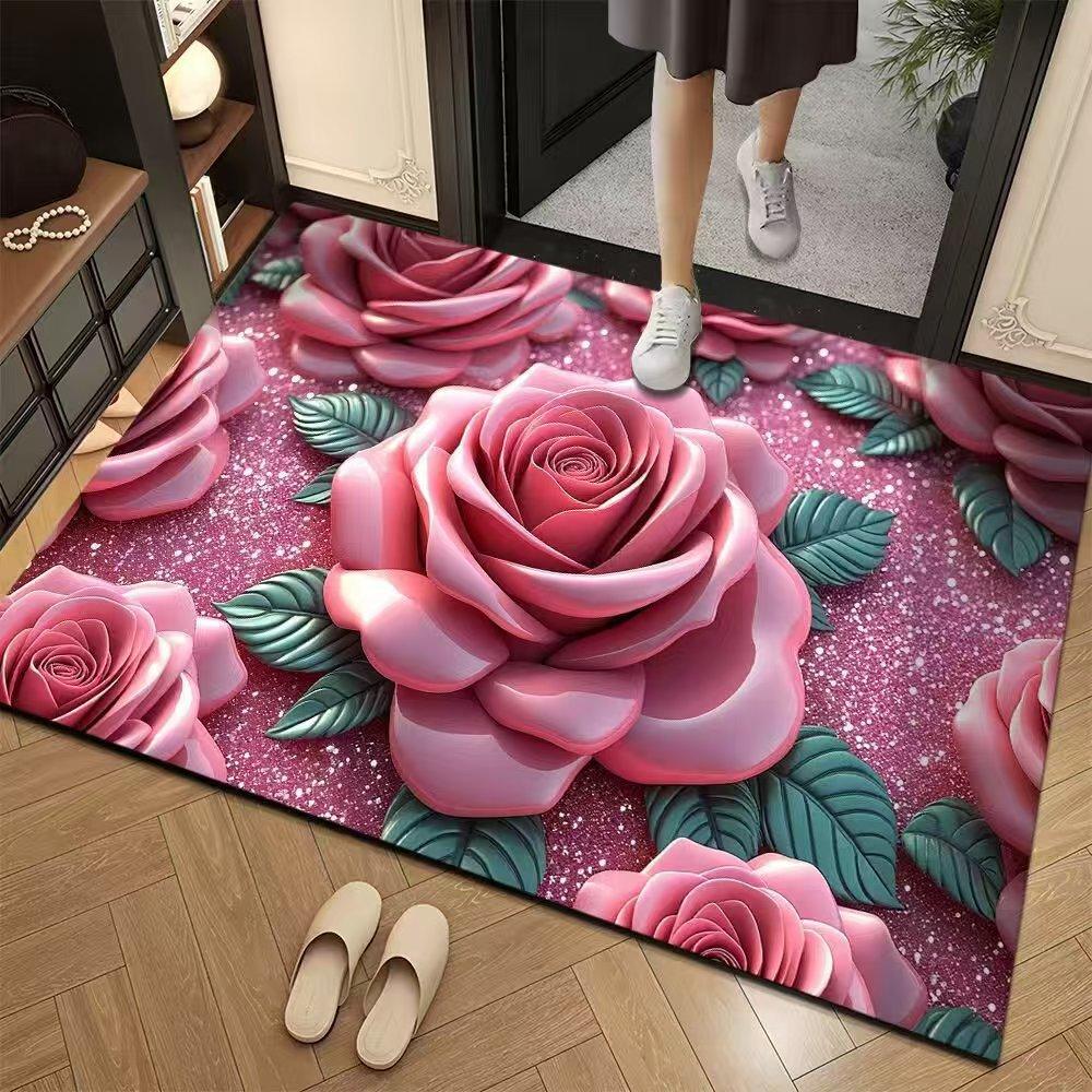 Floral Floor Mats Bathroom and Toilet Absorbent Anti Slip Floor Mats Entrance Door Mats Entrance Door Mats