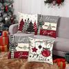 1Pc/4Pcs Christmas Pillow Cover, Merry Christmas, Rural Proverbs, Christmas Tree, Snowman, Bell, Snowflake Cushion Cover