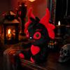 Gothic Devil Plush Doll Halloween Decor - Black Stuffed Animal Toy with Red Horns and Heart, Plush Gift