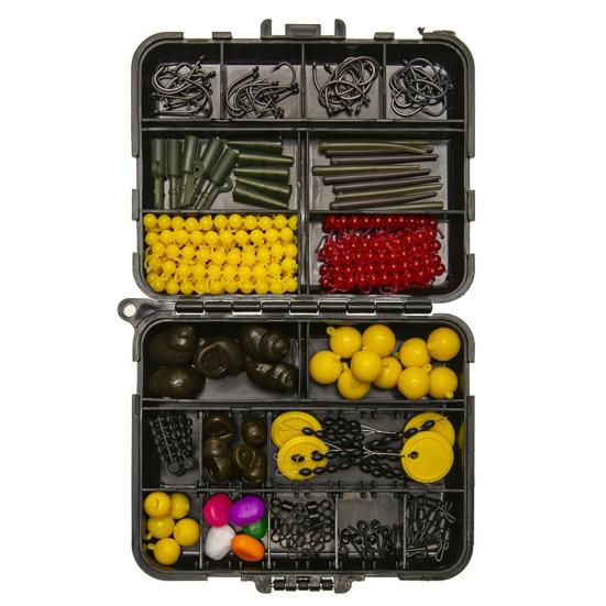 143/145Pcs Carp Fishing Accessories Set with Double-Sided Box Fishing Hook Lure Sleeve Float Swivel Needle Men Carp Fishing Gear