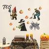 Decorative Harvest Theme Clings Halloween Wall Sticker, Pumpkin Witch Skeleton Printed, Self-adhesive Waterproof Realistic Decorations PVC Decals, for