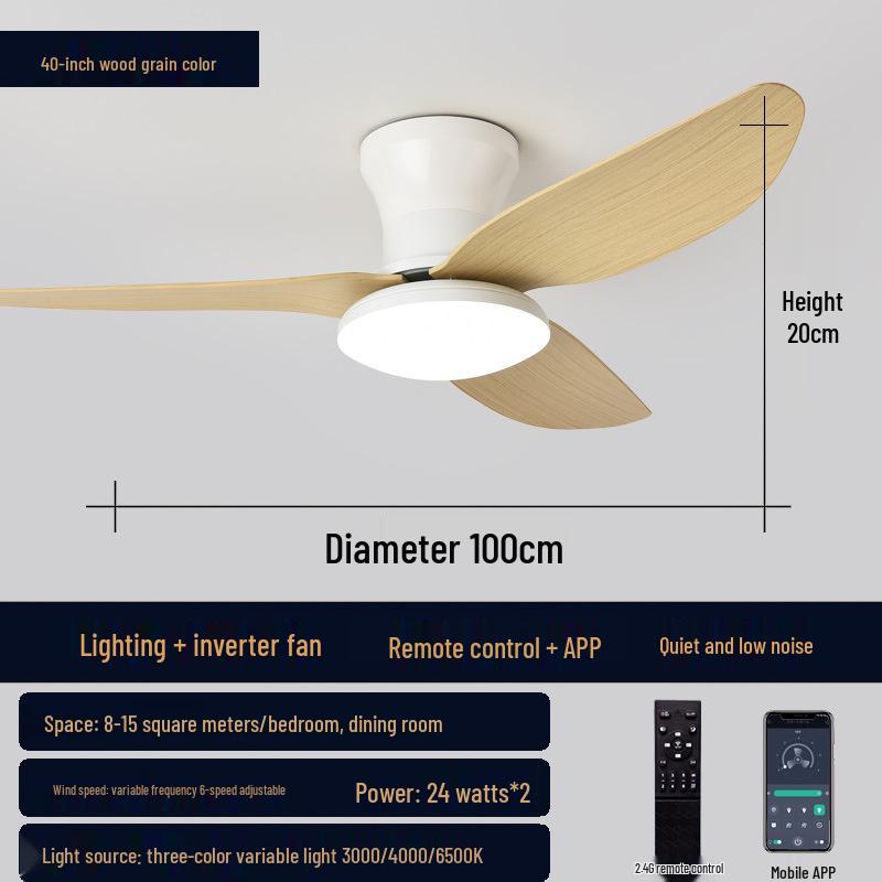2025 Nordic Ceiling Fan Light: Variable Frequency, Compact Design, Suitable for Bedroom - Meets Japanese & American Standards