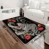 Tiger Flannel Mat Carpet, Roaring Fierce Chinese Floral Print, Soft Comfortable for Living Room Kitchen Bedroom Entryway