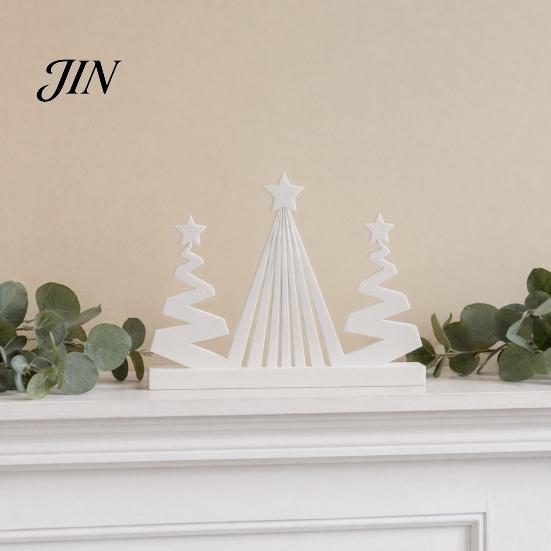 3D Printed Christmas Tree Abstract Figurine, Modern Minimalist Xmas Winter Decoration with Star Topper for Home, Office, Holiday Party Decor Office