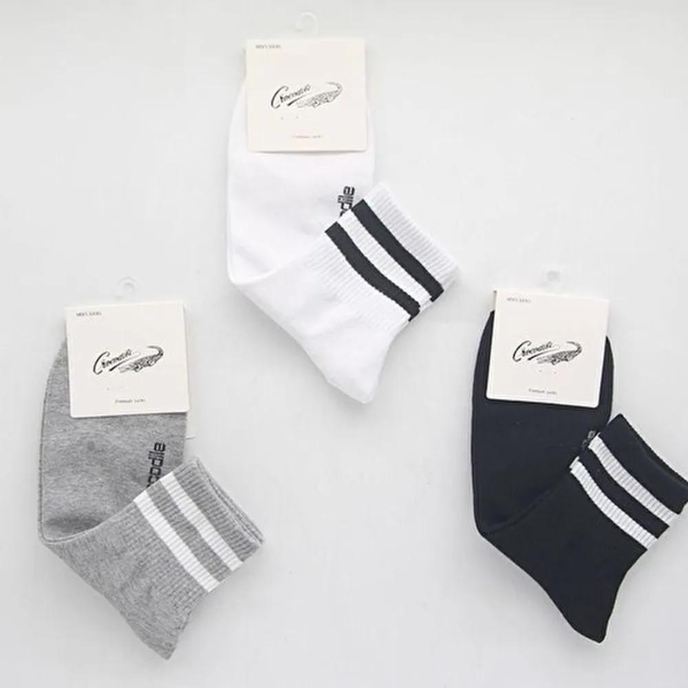 Crocodile Ankle Socks Men s Mid-Calf Socks Ringle 3 Pairs white