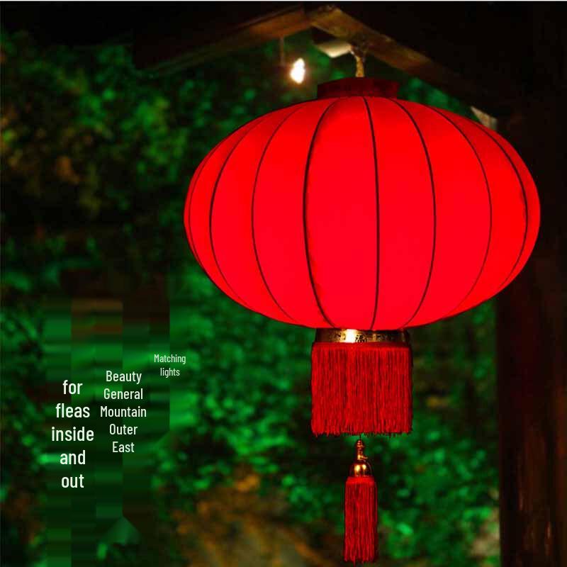 HEIXIE LED Colorful Rotating Red Lantern Pendant Lamp