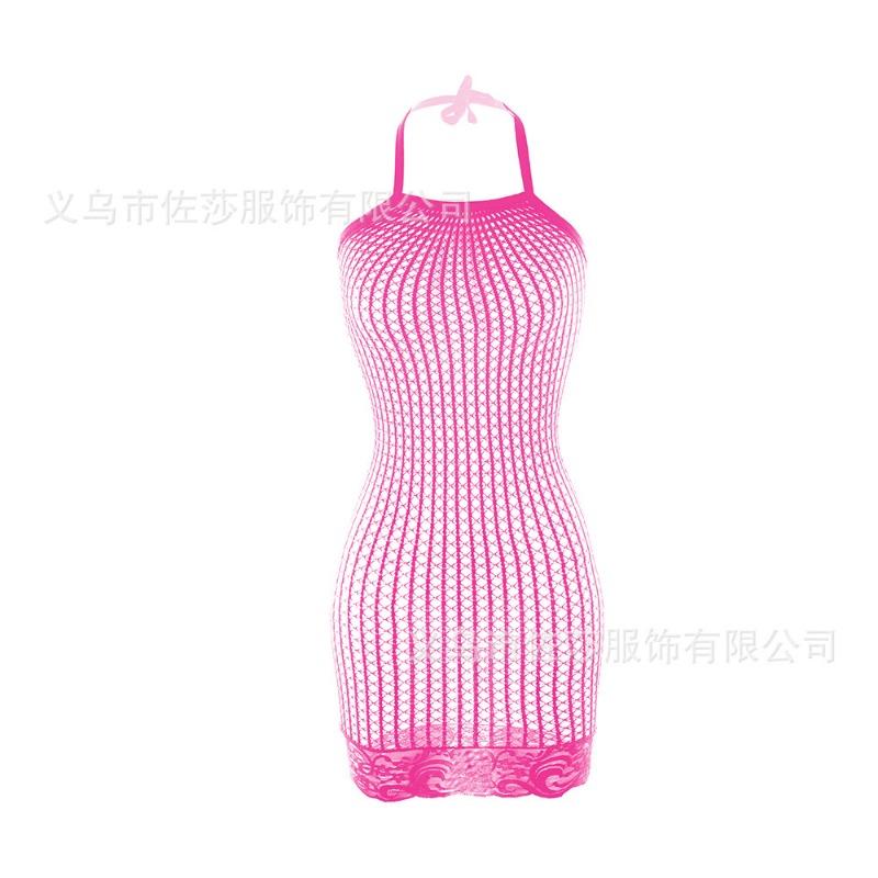 Sexy Neck Lingerie Women's Hollowed-out Tight Mesh, Burst Breasts, Perspective Hip Skirt, Uniform Temptation
