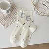 Female Spring and Autumn All Take Wave Point Lovely Boneless Tube Socks