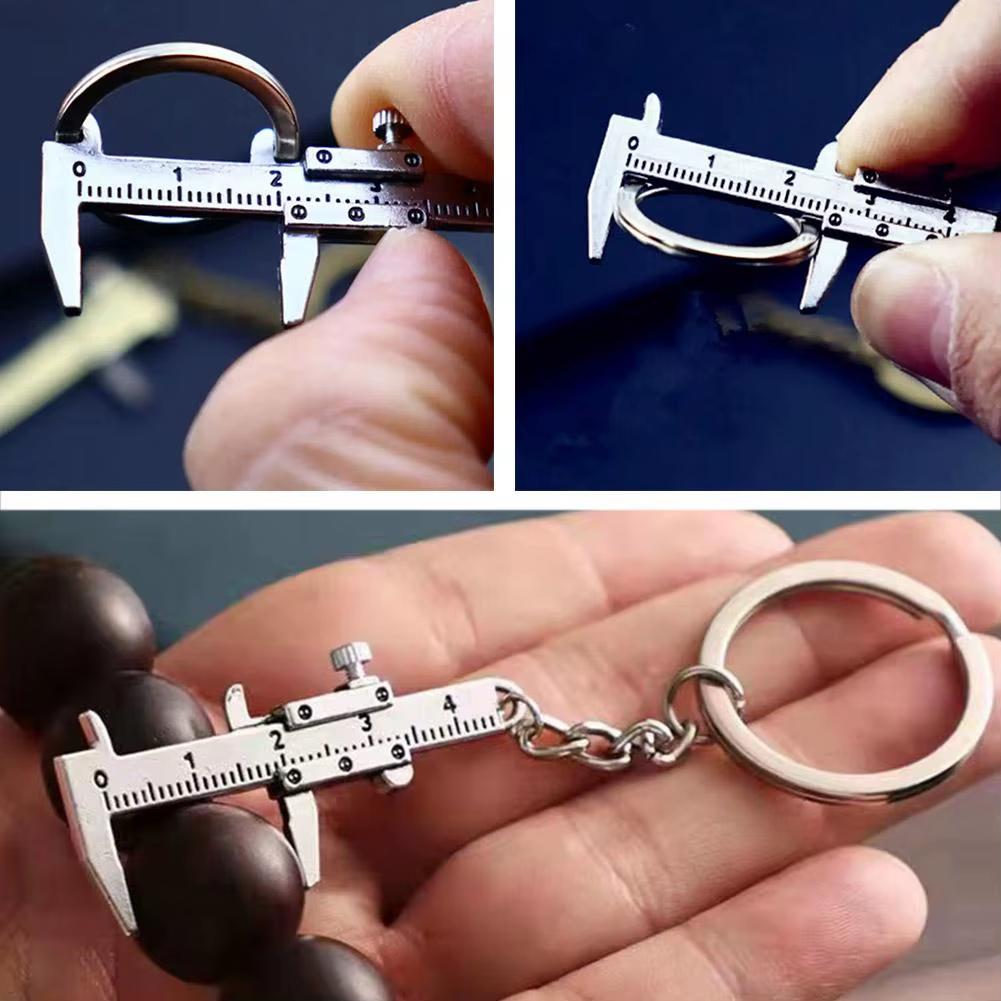 Mini Small Convenient Vernier Caliper Keychain Pendant Measuring Tool Zinc Alloy Keychain Portable Tool