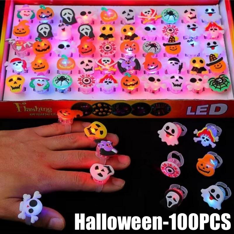 Halloween Light Up Glowing Rings Christmas Party Favors LED Rings Flashing Glowing Finger Rings Fun Props for Kids Adults