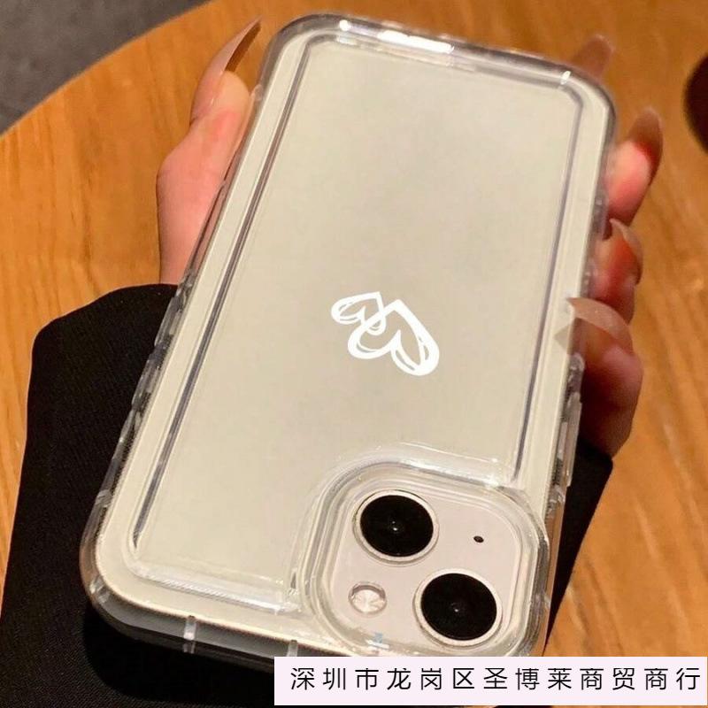 Simple line love is suitable for Apple 16promax mobile phone case 15plus14 transparent 13 airbag 12 explosions