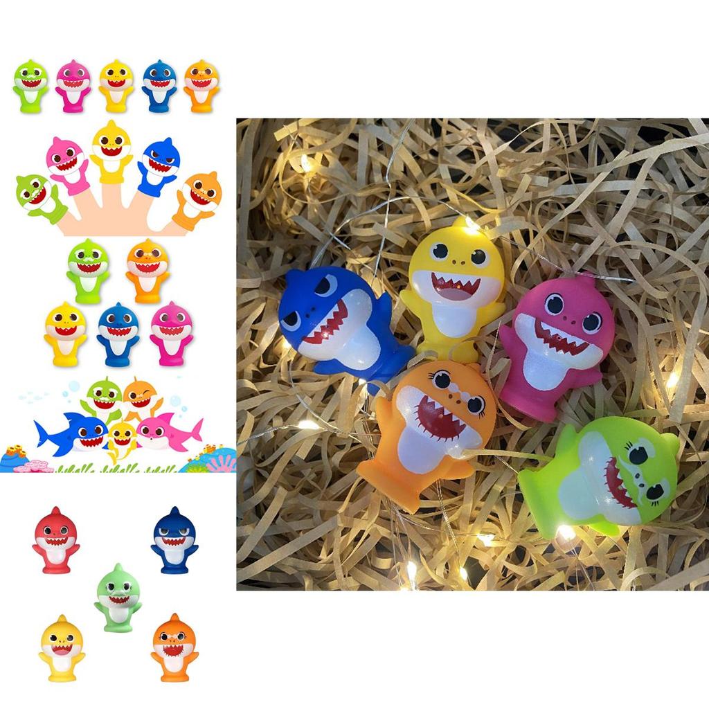 Cute Shark Finger Family Toy For Kids Plastic Material, Bag Packaging