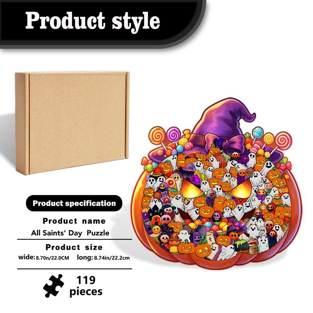 Halloween Theme Cute Ghost-shaped Jigsaw Puzzle 119-piece Cut Ghost Pieces  Home Decor
