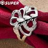 925 Sterling Silber Charmant Drei Herz Ring Modischer Hochzeitsschmuck