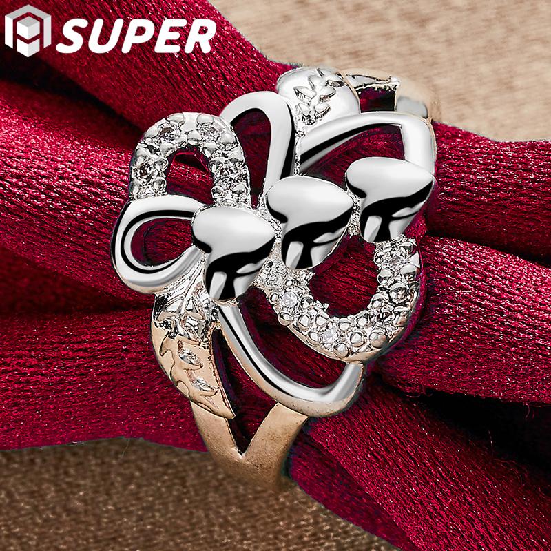 925 Sterling Silber Charmant Drei Herz Ring Modischer Hochzeitsschmuck