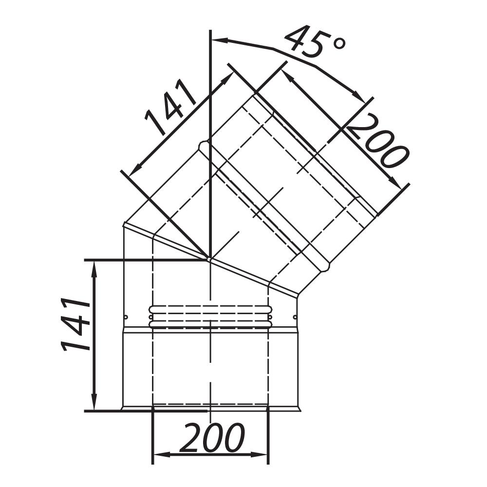 ADAM GAS Elbow fi 130/200 45°