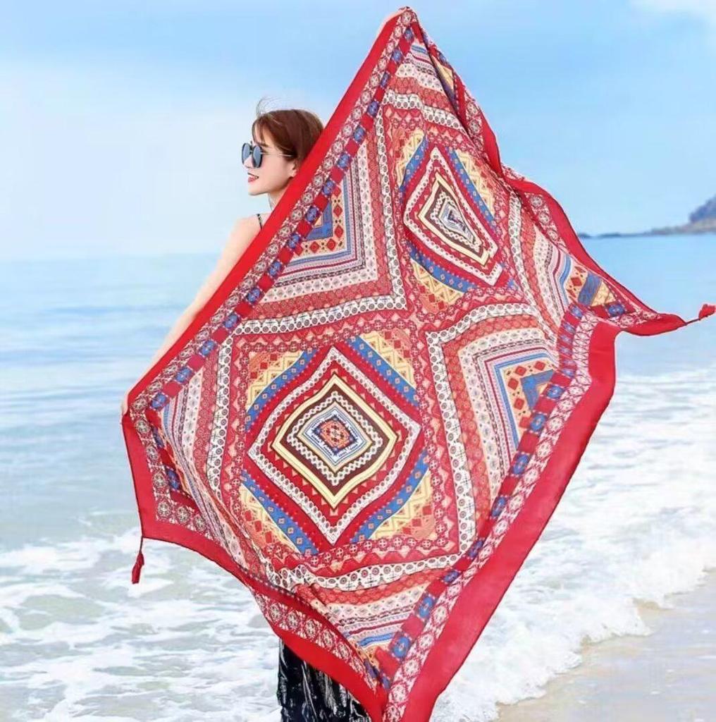 Women's Ethnic Silk Scarf: Sunscreen Shawl for Prairie Travel
