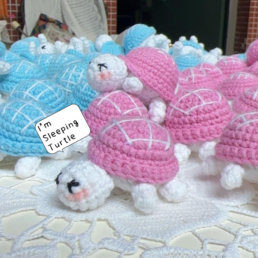 Crocheted Blue Pink Lovely Sleeping Turtle Wool Keyrings For Car Key Knitted Keychain For Bag Pendant Handmade Jewelry Gift