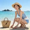 Women's High-End Retro Plaid V-Neck Halter Bikini, Sexy Slim Fit Flattering Swimwear