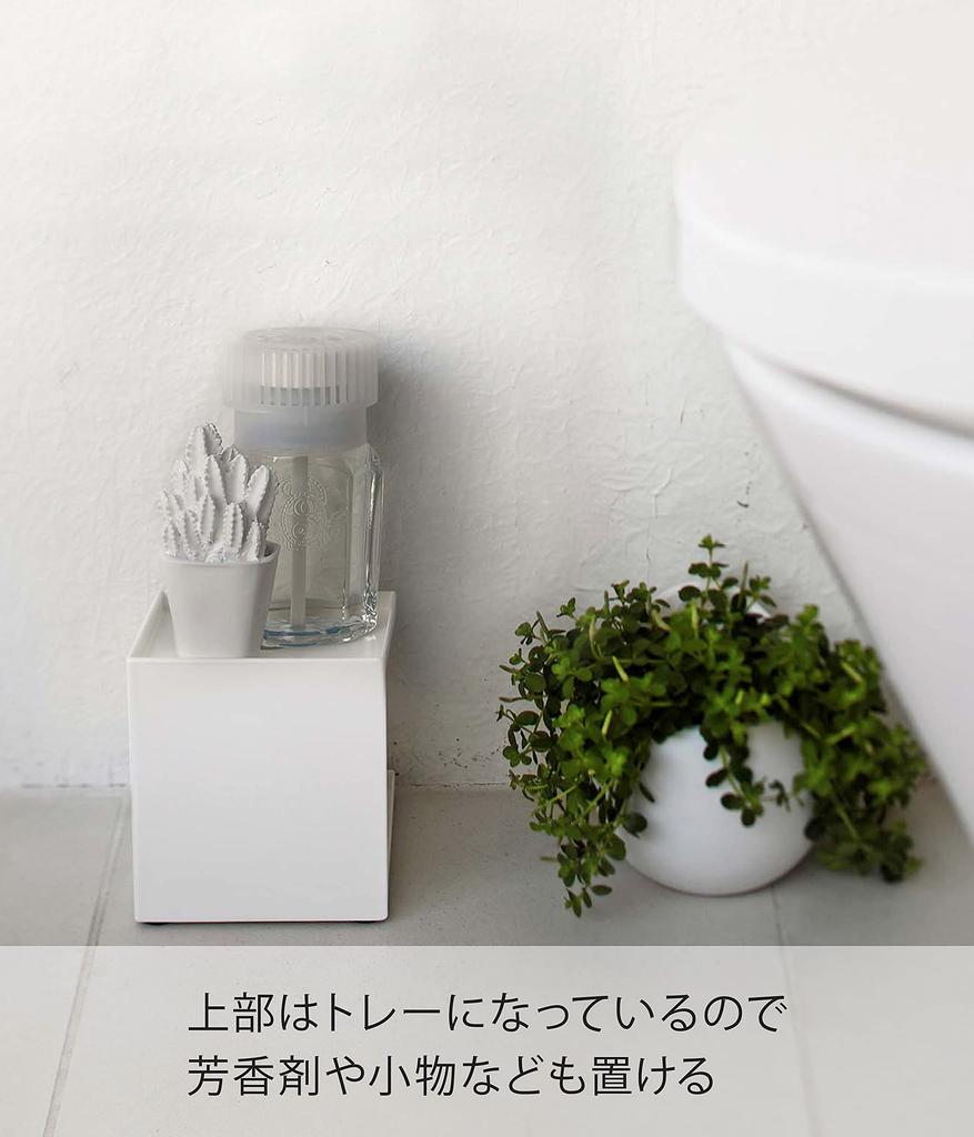 Yamazaki Jitsugyo Toilet Paper Holder for 1 Roll White Tower Hidden Storage 5228 Approx. W11.5XD11.5XH14cm