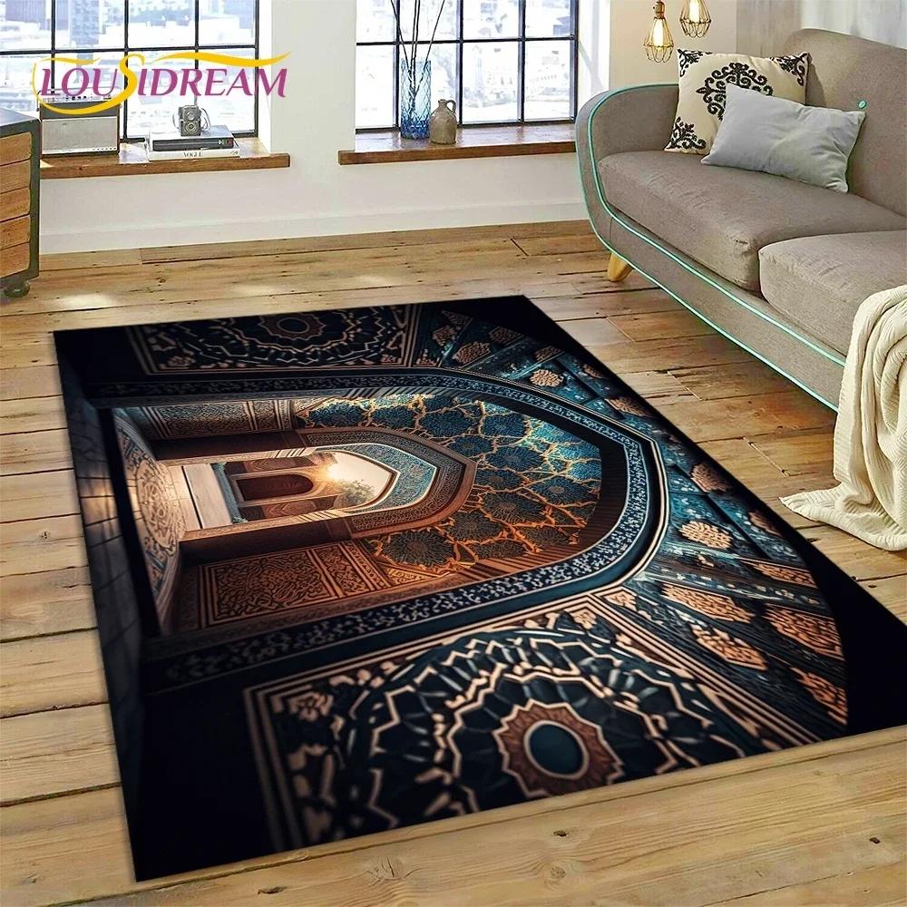 Muslimský Islám Modlitba Klečící Poly Podložky Mandala Koberec Kobereček do Ložnice Obývacího Pokoje Domácí Dekorace na Pohovku,Velká Dekorativní Podlahová Rohož