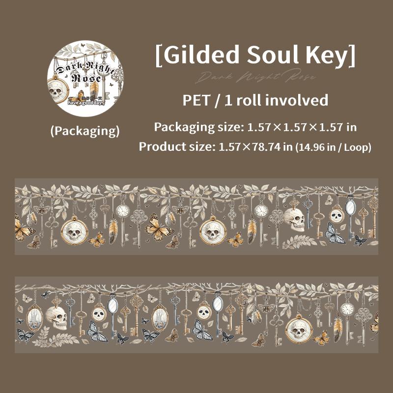 1Roll Halloween Gothic Rose Skeleton Washi Tape For Scrapbooking DIY, Journal Decoration, Phone Case Notebook Decor