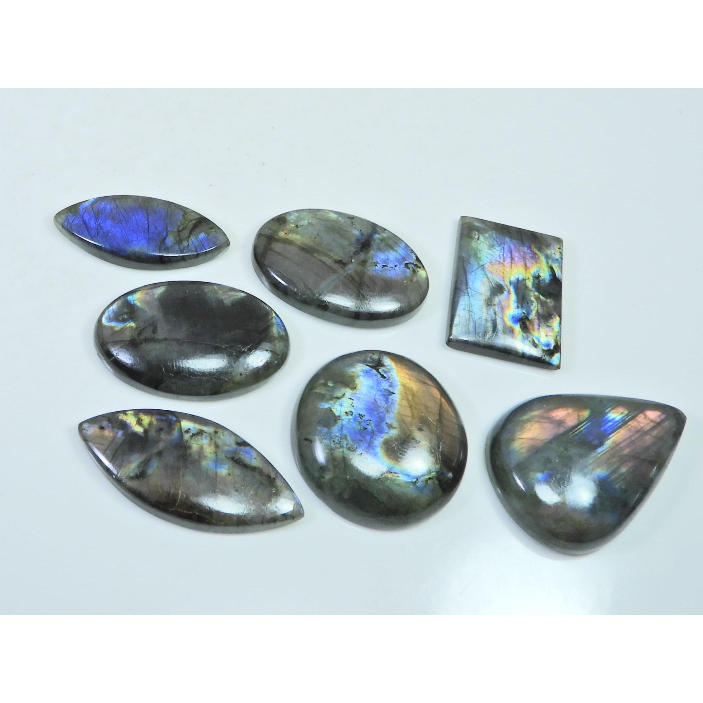 

214Cts. Natural Purple Labradorite Spectrolite Mix Loose Gemstone 7Pcs Lot LL-1179
