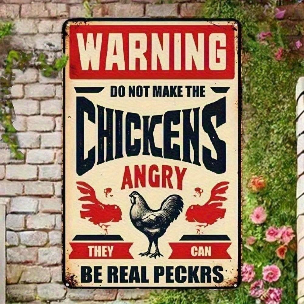 

Vintage Metal Sign Rustic Chicken Warning Plaque Retro Farmhouse Wall Decor for Kitchen Bar Pub Iron Art Funny Slogan різнокольоровий