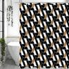 Modern Creative Geometric Pattern Black Brown Shower Curtain, Bathroom Decorative Shower Curtain, Waterproof Shower Curtain With