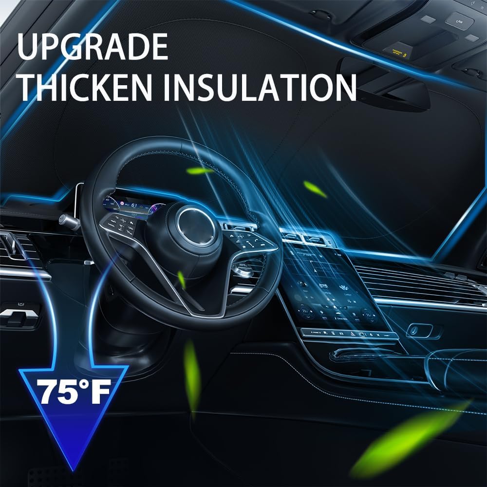 Windshield Sun Shade Cover For Kia Forte -2025 - Sunshade Compatible With Kia Forte Foldable Front Window Sunshade Sun Visor Protector Block UV Rays