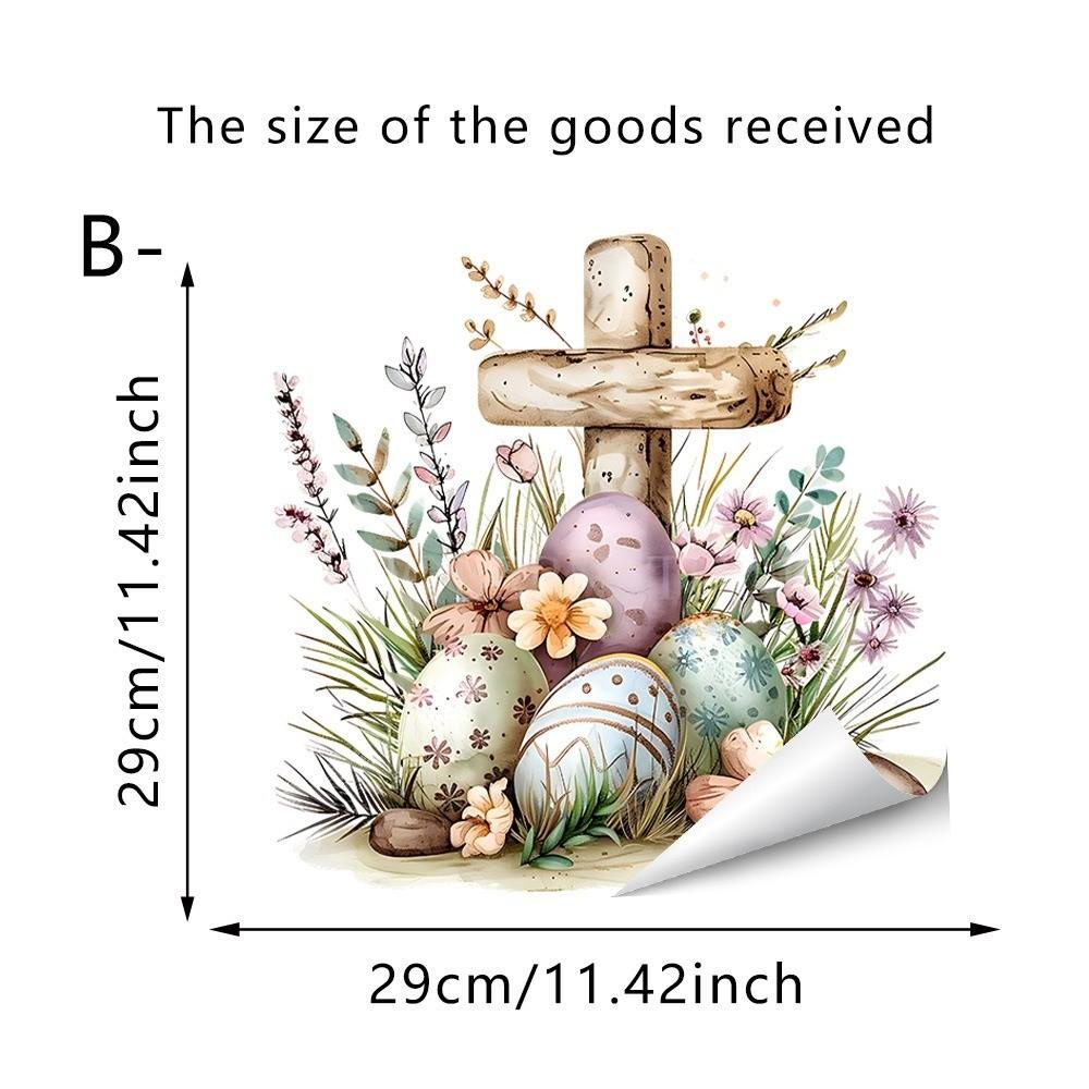 Easter Flower Rabbit Sticker PVC Festival Party Sticker New Wall Stickers  Window Decoration