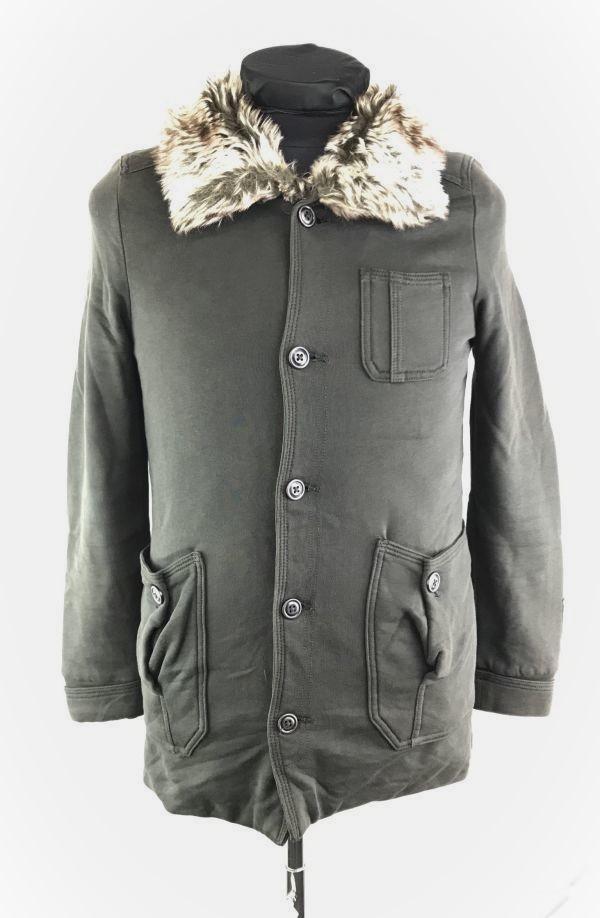 

Diesel Блузон с меховым воротником, на подкладке из боа, верхняя короткая куртка / Мужской XS / Черный