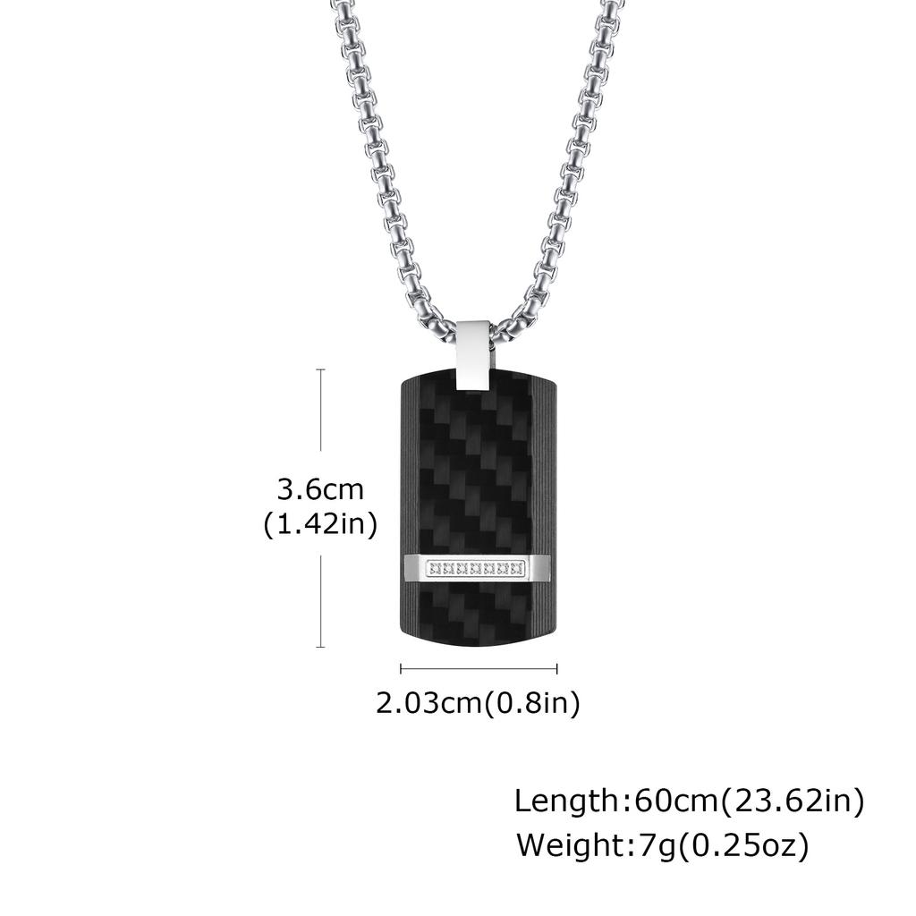 Vnox Mens Luxury Carbon Fiber Dogtag Necklaces,Black Military Dog Tags Pendant with Box Chain,Bold Geometric Collar Jewelry Gift