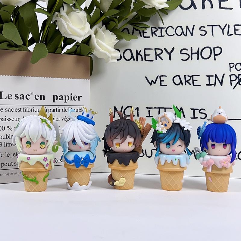Genshin Impact Anime Figure Ice Cream Cute Kawaii Raiden Shogun Nahida Pvc Furina Model Ornament Collection Room Decor Gifts
