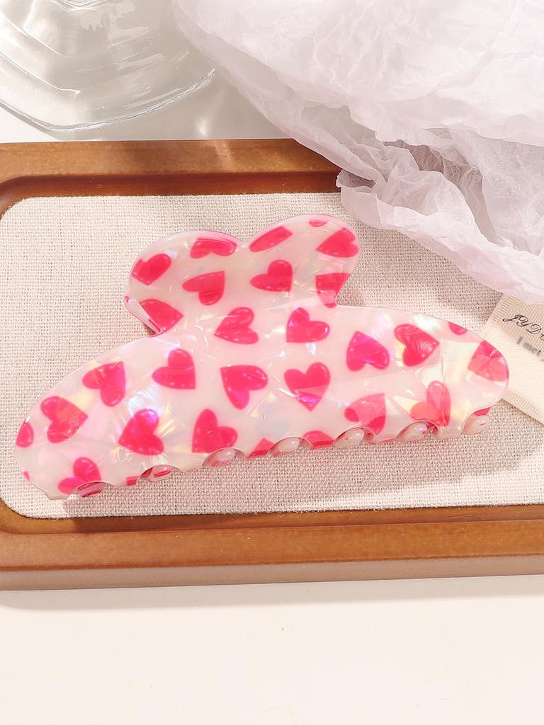 Valentine's Day Half Round Thick Hair Clips,Women's Hair Clips with Red Heart Pattern, Non-Slip Hair Clips Valentine's Day Gift