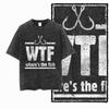 T-shirt Unisexe Imprimé Pêche Coton Noir Lavé Cool Style Streetwear Grande Taille Col Rond