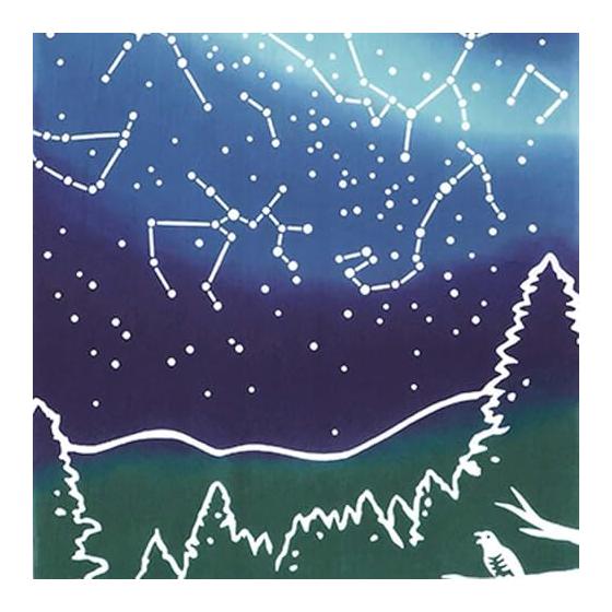 Kenema Tenugui Hand Towel, Starry Sky Camp, Chusen Dyed, Made in Japan, 100% Cotton, Approx. 35x90cm, 50284