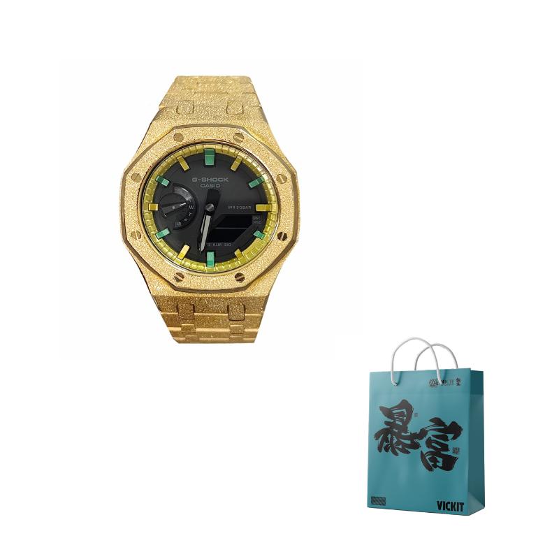 

CASIO Men Liquid Crystal,Analog Dual Display Series Black Watch GA-2100-1A1(Watch3--) Regular Watch Box