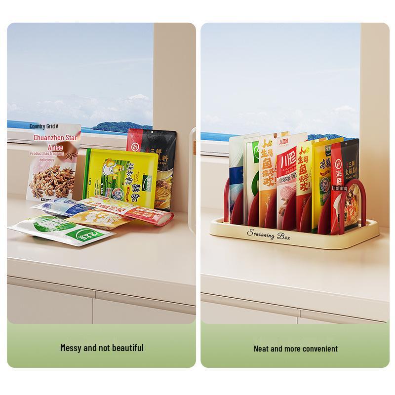 Multifunctional Kitchen Rack for Seasoning, Bag Storage, and Dish Draining