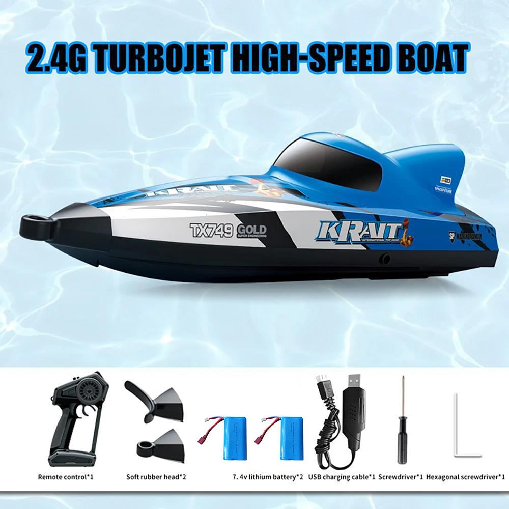 Remote Control Boat for Adults and Kids, 2.4GHZ 25km/h Turbojet High Speed Speedboat with Brushless