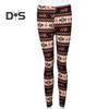 Høst Vinter Leggings Elg Snøfnuggtrykk Skinny Høy midje Stor Elastisitet Rumpe løftet Tykk Varm Myk Jul Langbukser Bunnbukser