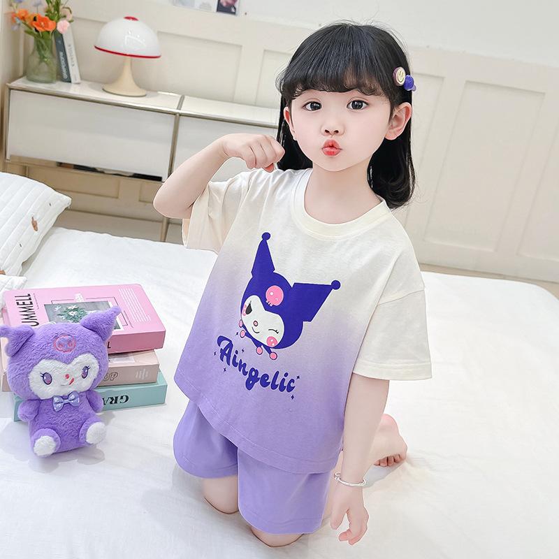 Girls Cotton Gradient Cartoon Pajama Set Cute and Stylish