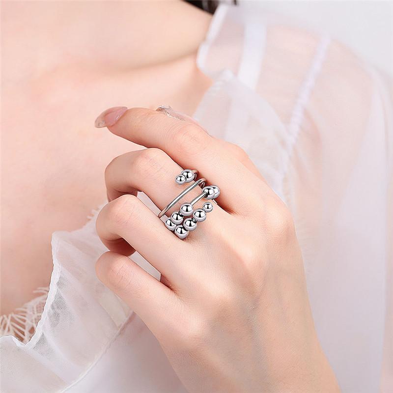 Fashion Beads Anxiety Ring Fidget Spinner Rings Korea Crystal Butterfly Flower Star Moon Ring Anti Stress Jewelry Gift