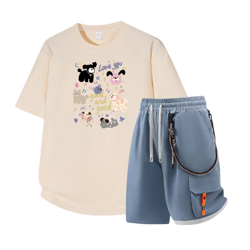 Herren Kurzarm Set Sommer Kurzarm Slim Fit Oberteil Herren Zweiteiliges Set